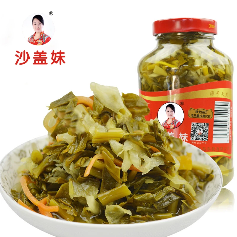 沙盖妹 天然老坛发酵陕西榆林特色下饭沙盖菜680g*2瓶 拌汤包邮