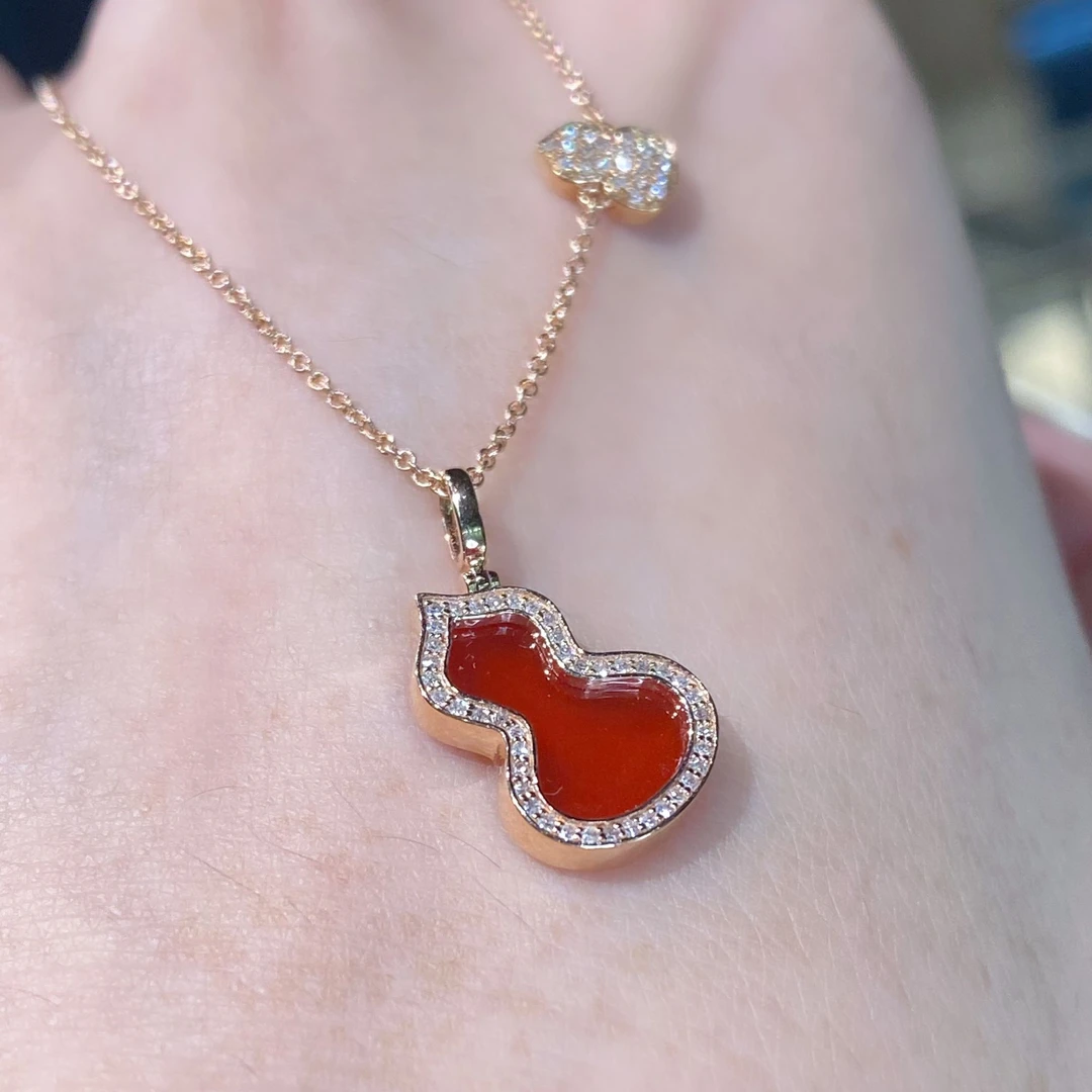 QANNA【满钻红葫芦】18K金经典轻奢气质福禄钻石吊坠（不含链）AP