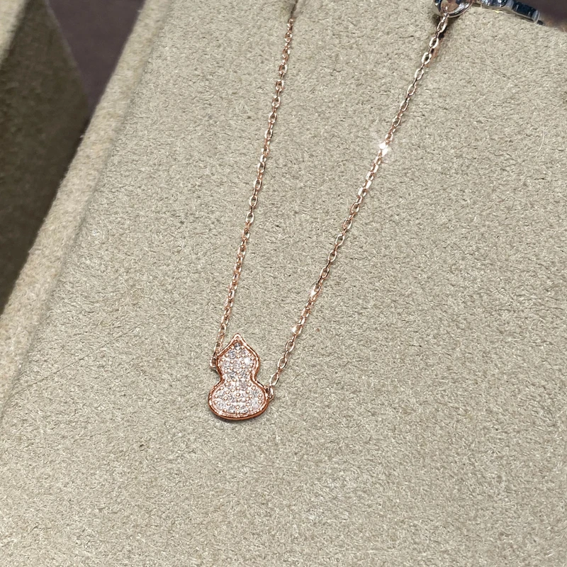 QANNA【满钻葫芦】18K金轻奢百搭灵动钻石项链锁骨链BV多样性发其一