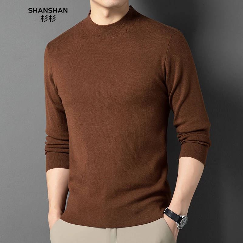 杉杉【莱赛尔+绵羊毛】秋冬机洗男士长袖针织衫男式圆领毛衣200保暖