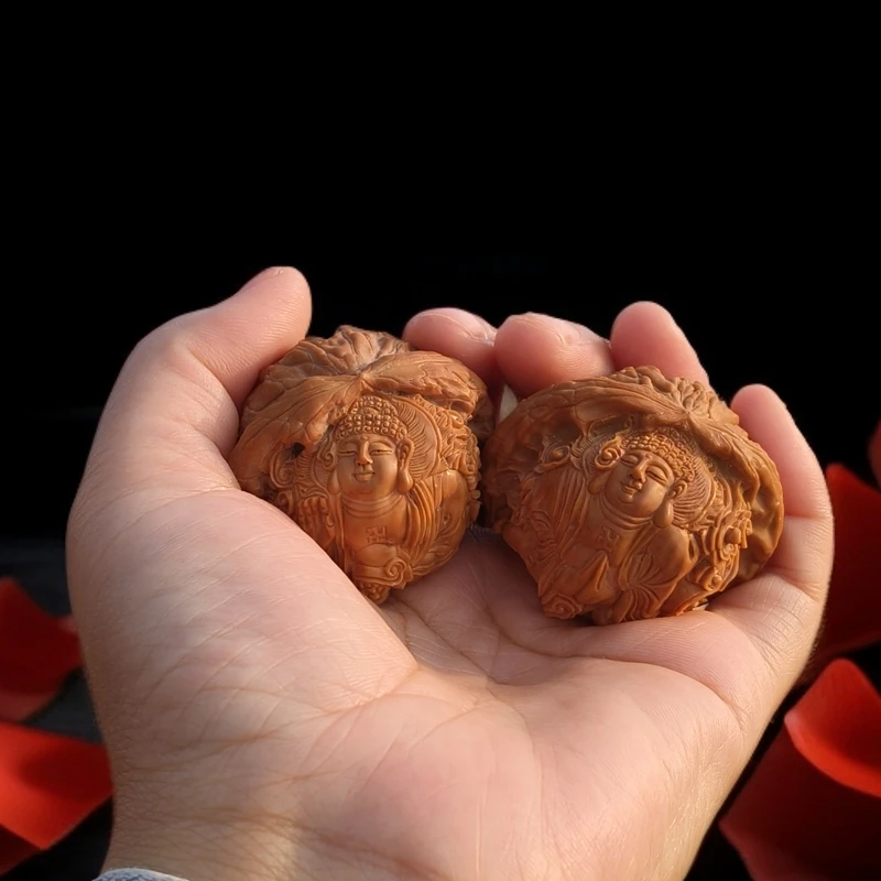 核桃纯手工雕刻大日如来精品文玩核桃雕刻#核桃雕刻