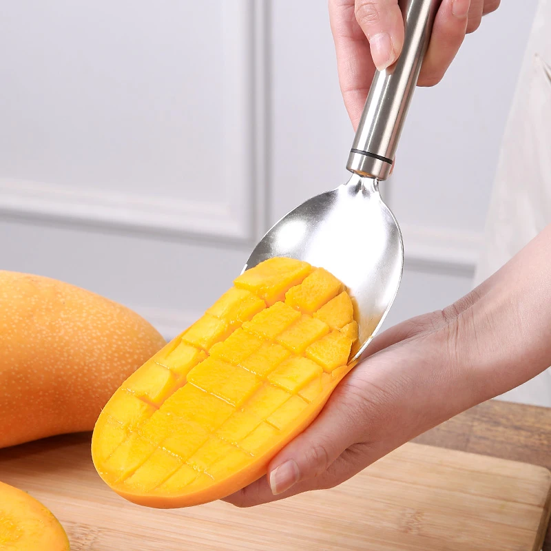 芒果刀不锈钢切芒果神器挖西瓜水果勺造型模具削芒果切丁专用工具