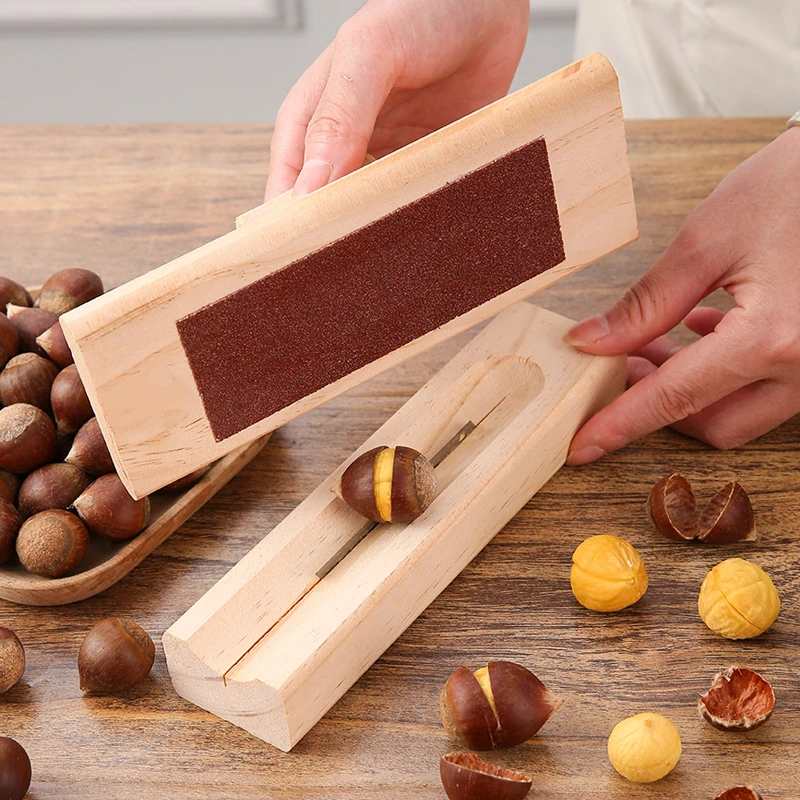 扒栗子神器木制锥栗专用开口工具家用切板栗剥壳机栗子开口去皮刀