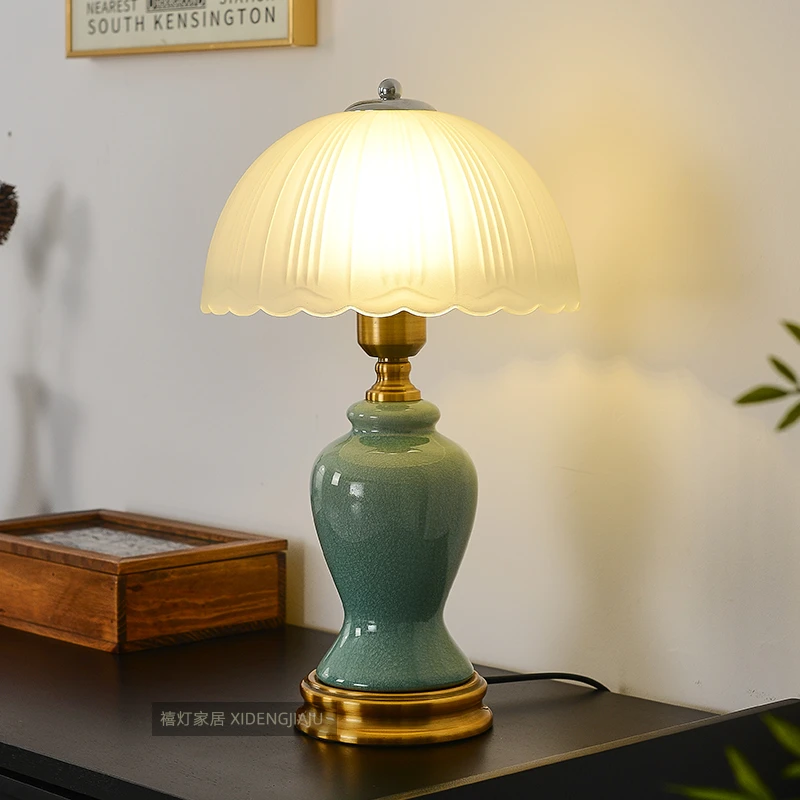 陶瓷台灯家用温馨浪漫少女轻奢复古高级感结婚卧室美式新中式