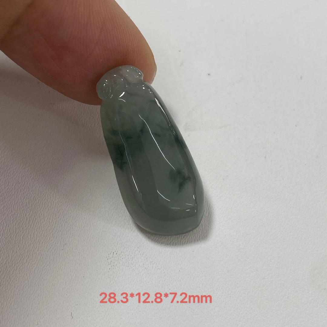 缅甸翡翠A货飘花福瓜吊坠挂件项链包邮时尚镶嵌天然精品