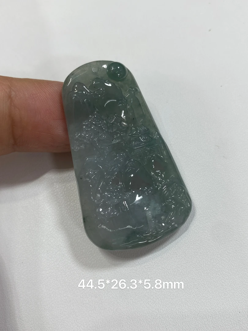 缅甸翡翠A货油绿山水牌子挂件吊坠项链包邮时尚镶嵌天然