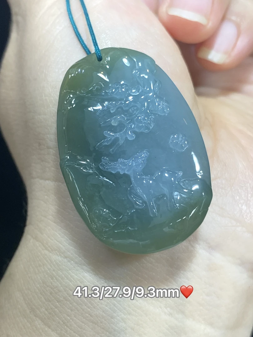 缅甸翡翠A货一路（鹿）有你精品吊坠玉坠大马坎特色料挂件天然证书