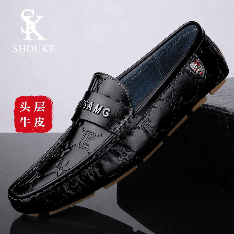 shouke/兽客 【限量私订】意式手工头层牛皮鞋夏季透气豆豆鞋一脚蹬驾车商务鞋