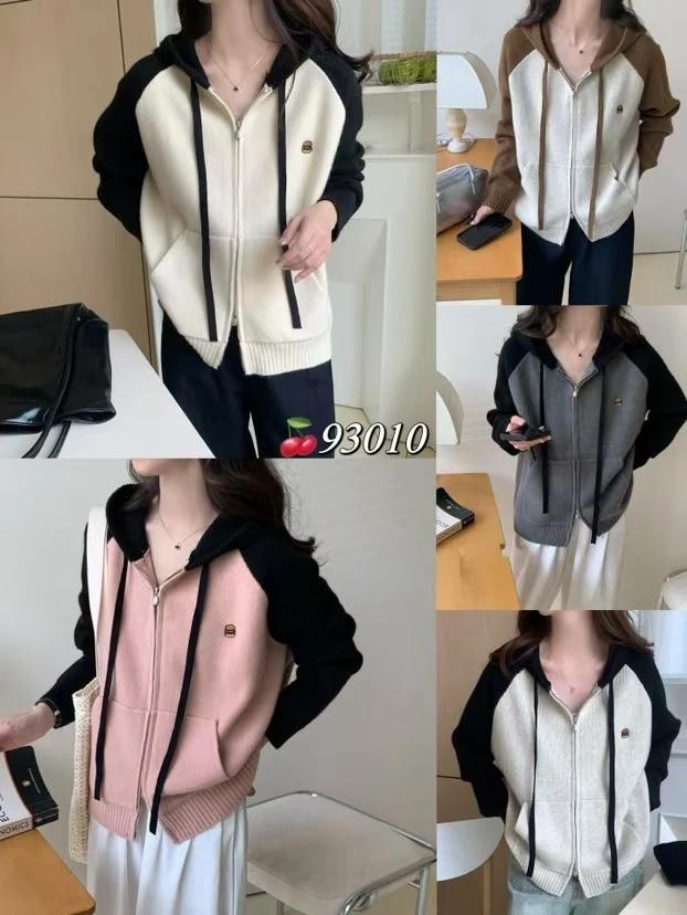 93010双拉链款连帽款针织衫
