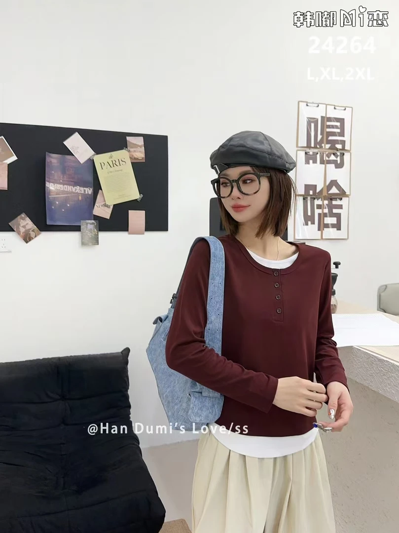 24264新款假两件款打底衫