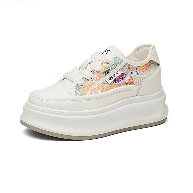 增高8CM  夏季新款蕾丝网面透气小白鞋厚底休闲软底女鞋子A2592