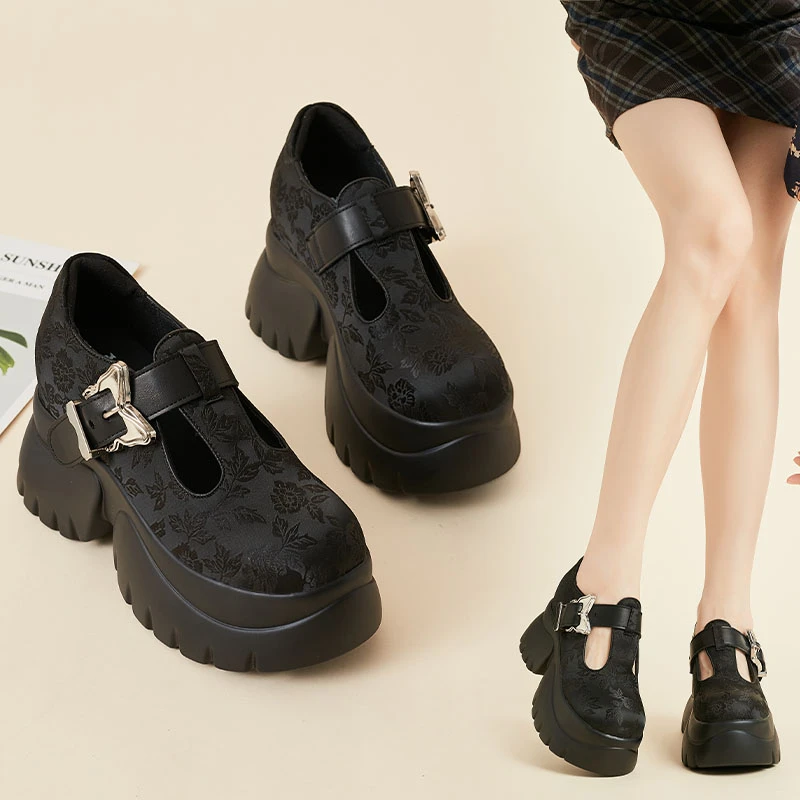 增高9CM 2024年新款时尚百搭厚底内增高潮流休闲女鞋9245-12