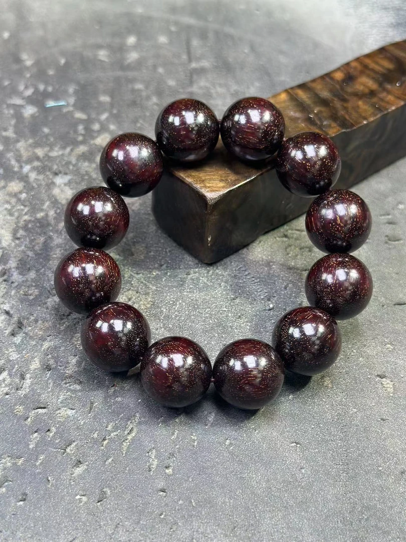 A351印度小叶紫檀老料黑珍珠卡2.0爆星单圈手串