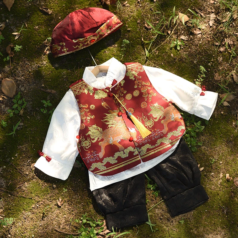 【麒麟】婴儿中式衣服男宝秋装男童高端周岁抓周礼服宝宝唐装百岁服