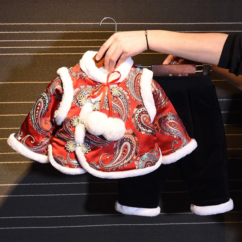 女童拜年服冬季儿童过年喜庆汉服婴儿女宝宝洋气周岁礼服套装R222