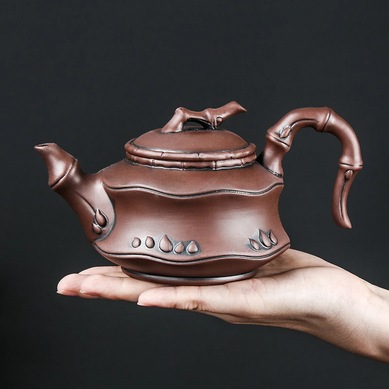 宜兴紫砂壶大号弯把盛德不泯茶壶中式手工创意侧把泡茶器功夫茶具
