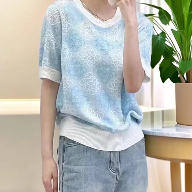 190【蓝青花瓷】高级感气质针织女夏装