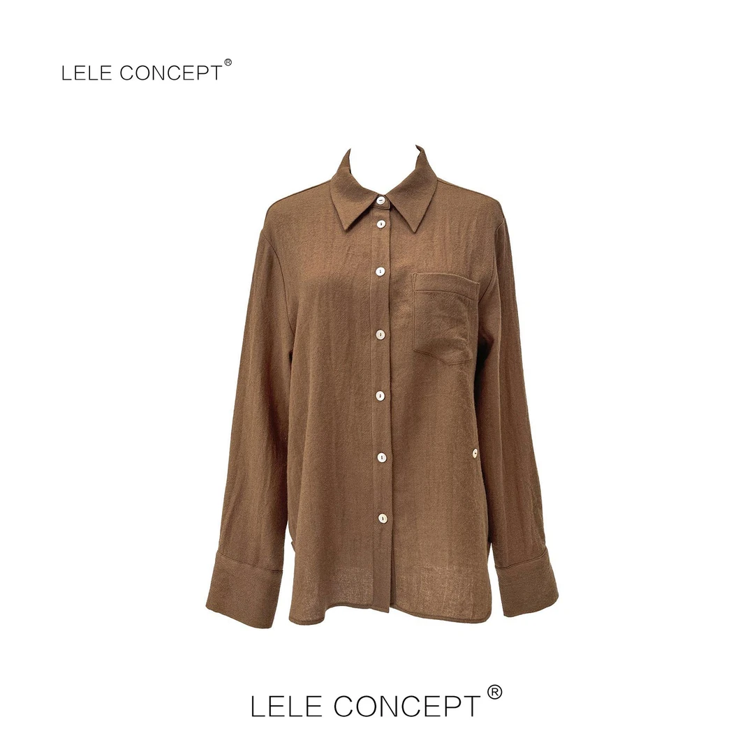 LELE CONCEPT丨「漾」造型扣两色衬衫S0607