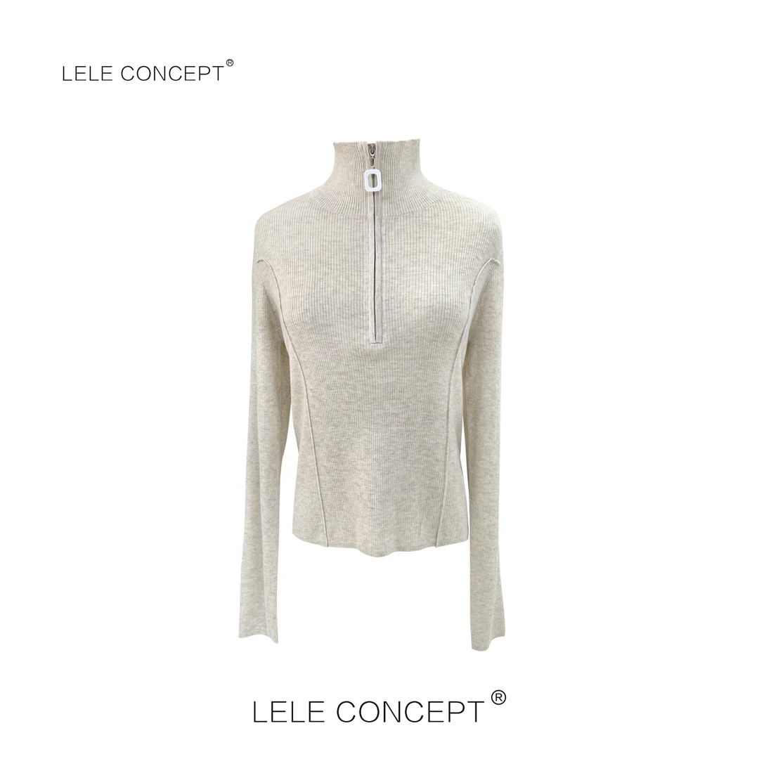 LELE CONCEPT | 「漾」时尚立领半拉链秋冬套头长袖针织衫S0529