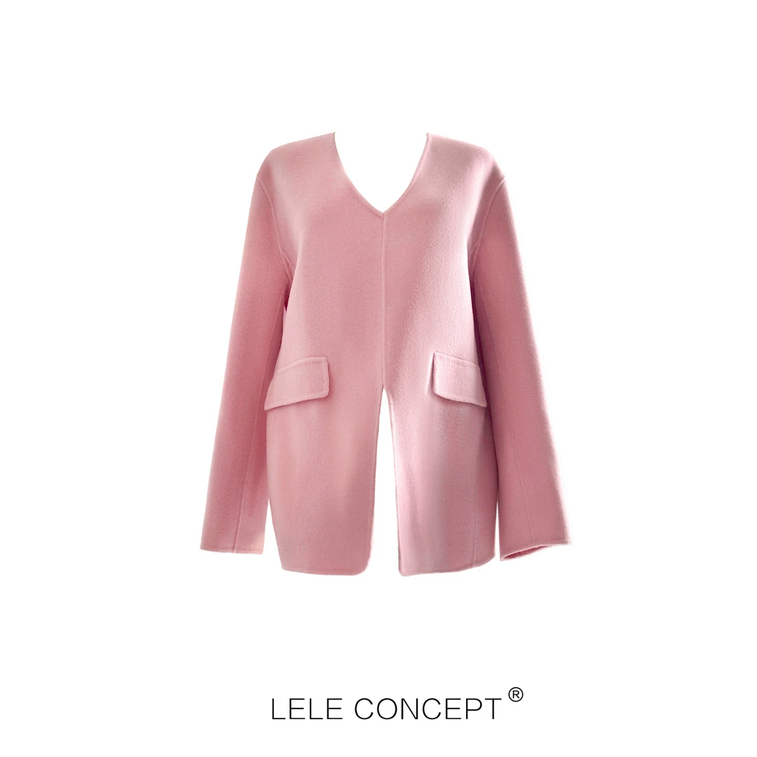 LELE CONCEPT｜「漾」套头V领毛呢外套百搭高级感宽松秋冬Y0294
