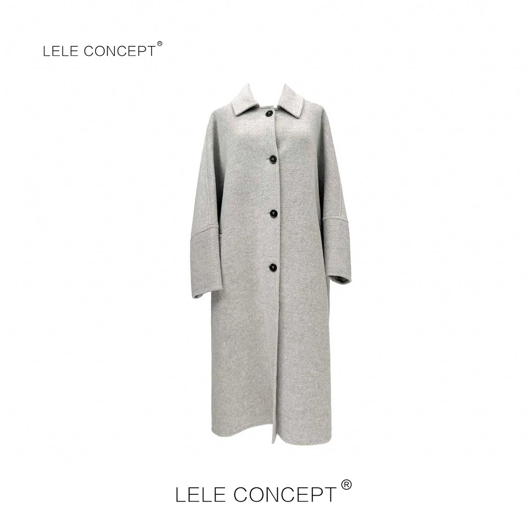 LELE CONCEPT丨「漾」气质轻奢一排扣翻领长款大衣D0115