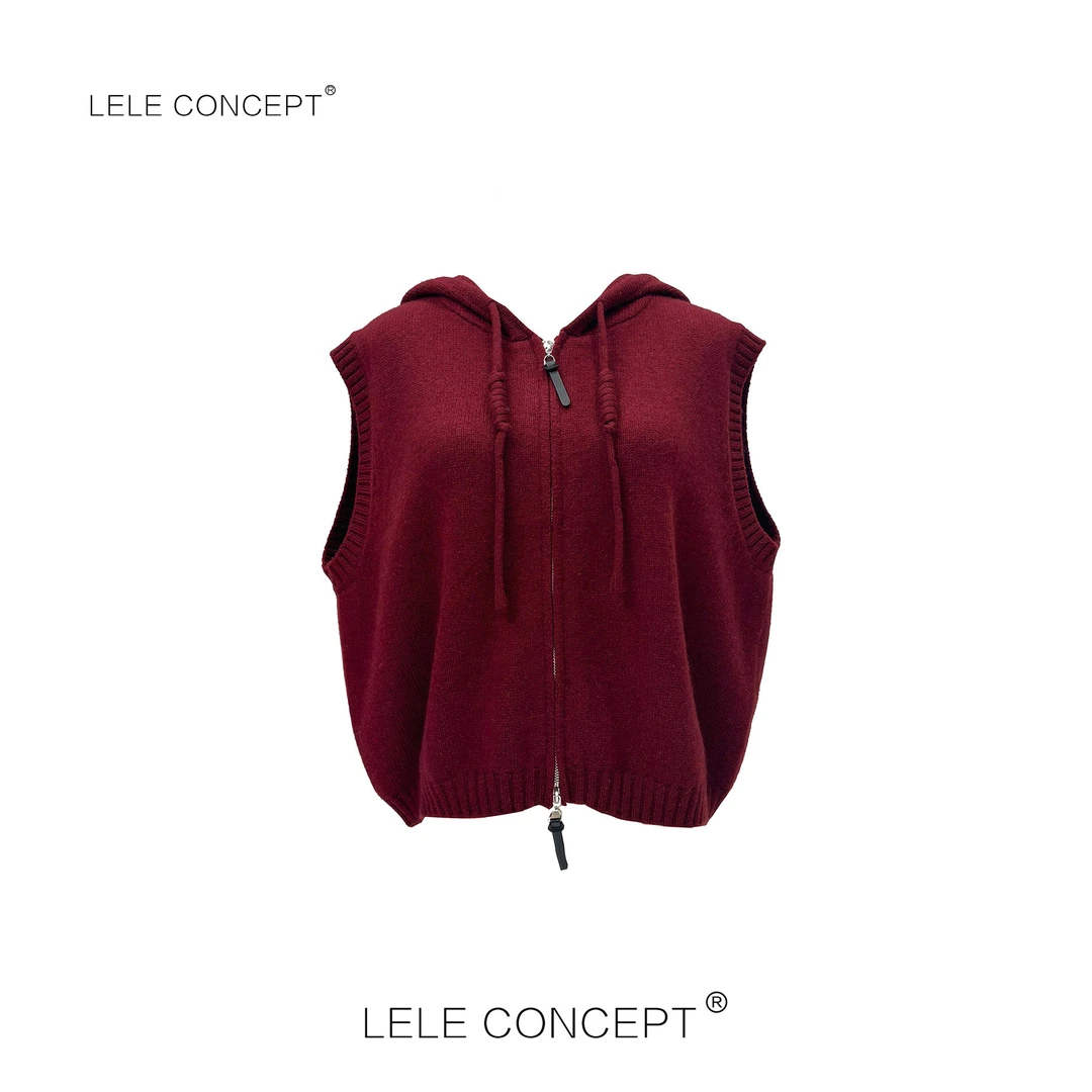LELE CONCEPT丨「漾」休闲风帽款拉链针织马甲S0644