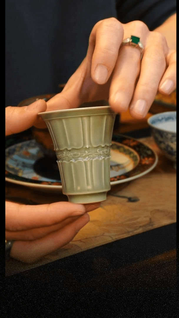【闪购商品】青瓷梅夫人半刀泥闻香杯