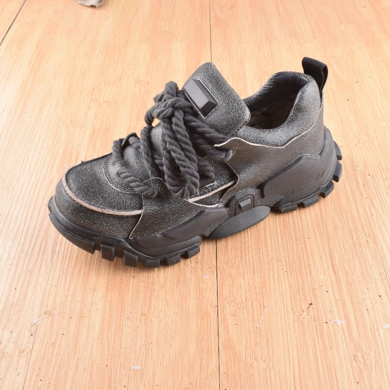 男士大头时尚休闲复古潮流系带低帮鞋厚底耐磨四季男鞋定制