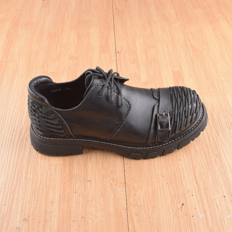 头层牛皮休闲时尚系带厚底潮流男鞋手工定制增高男士皮鞋