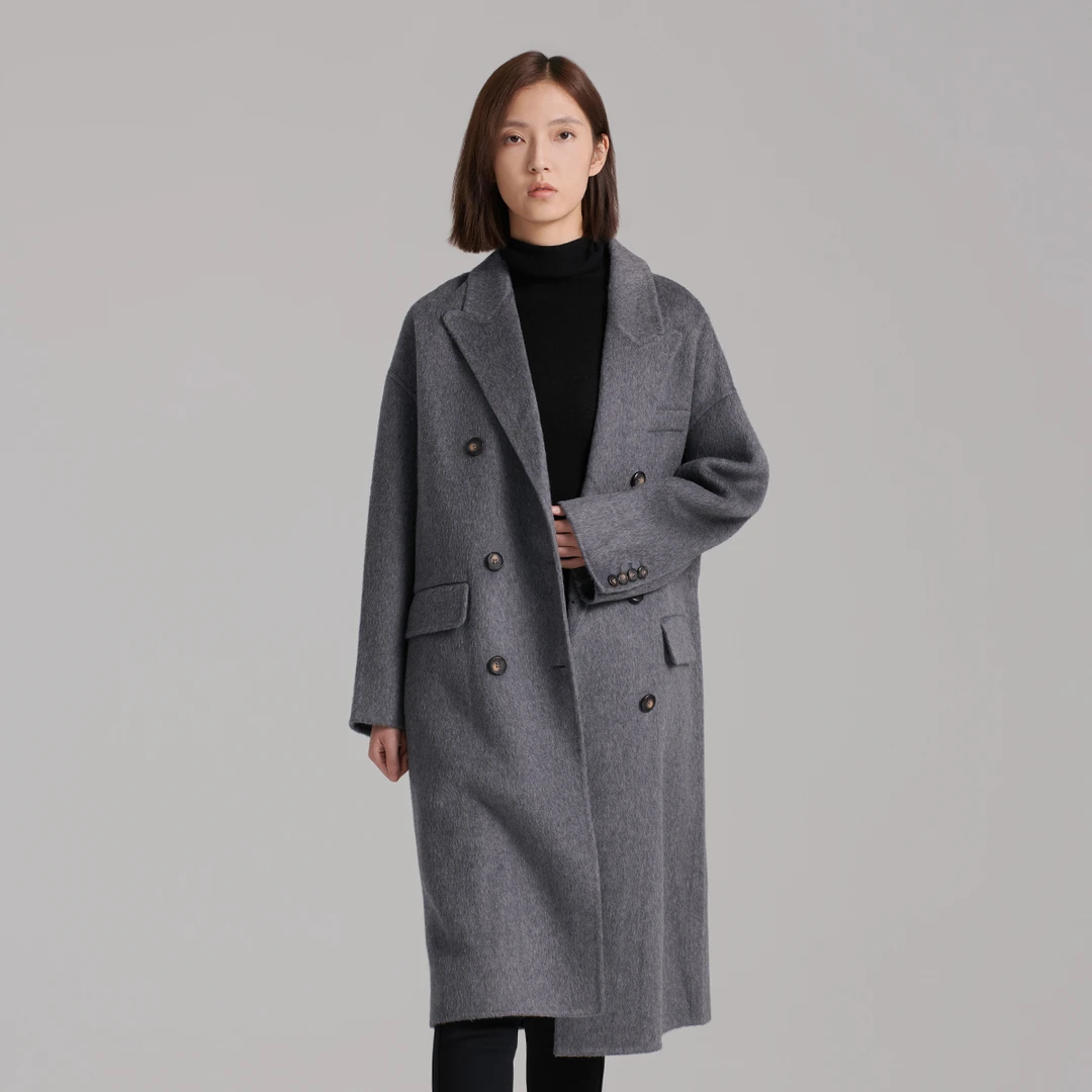 A.YILIAN.阿依莲2024冬季新款「尤莱特」大气直身双面呢外套中长