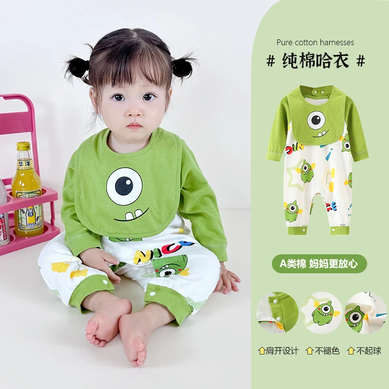 婴幼儿双面连体哈衣纯棉卡通四季宝宝休闲连体衣儿童爬服长袖