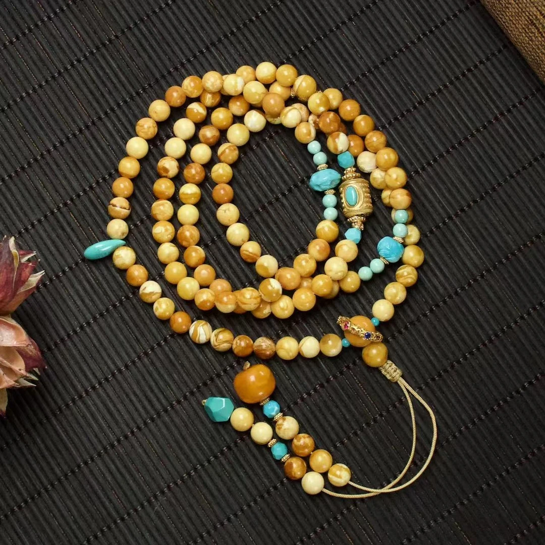 【壹芳珠宝】天然原矿琥珀蜜蜡108/5mm（转经筒）