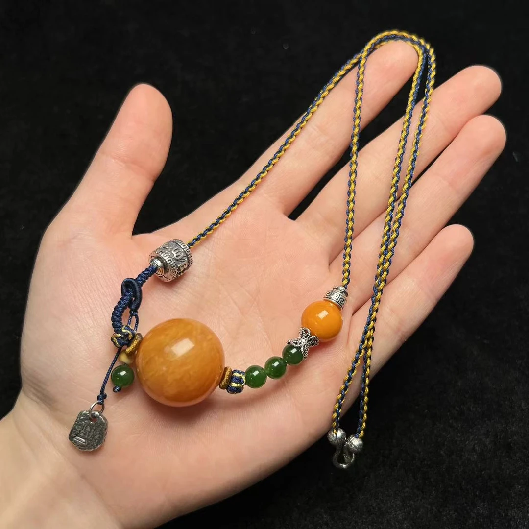 【壹芳珠宝】天然原矿琥珀蜜蜡锁骨链圆珠20mm