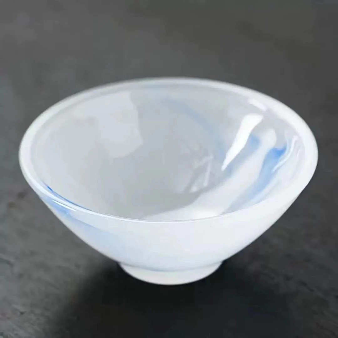 于舒高档琉璃蓝色主人杯喝茶杯斗笠杯（蓝）   0929