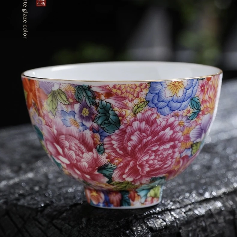 珐琅珍藏万花品茗主人杯
