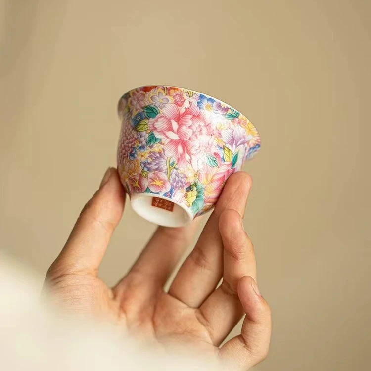 珐琅珍藏万花品茗客杯