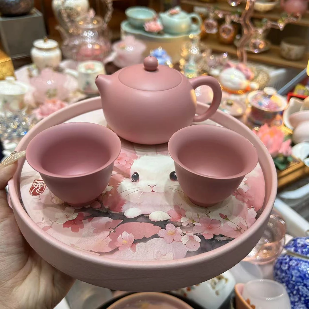 紫砂西施壶手工高端泡茶壶粉色家用