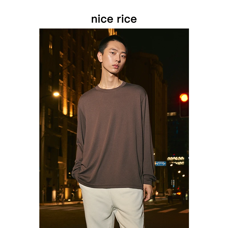 nice rice好饭 23AW长绒棉185克圆领长袖T恤[商场同款]  NFQ02075
