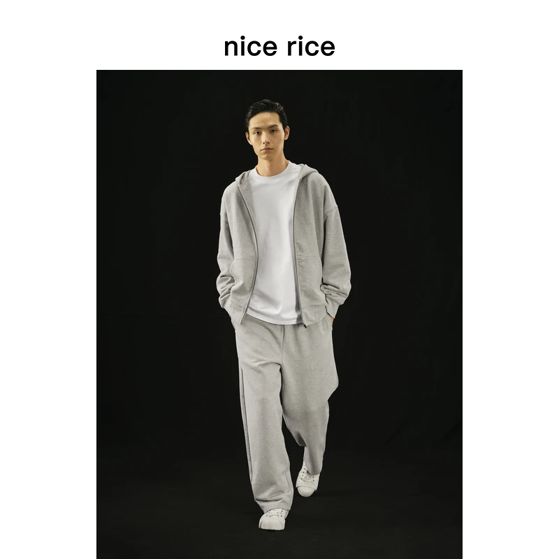 nice rice好饭 r.系列500G全棉针织抽绳直筒休闲宽松卫裤NCQ12027