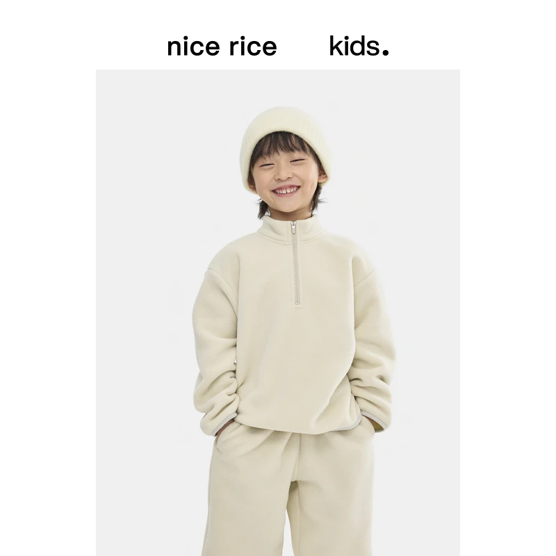 nice rice好饭 秋冬童装半高领摇粒绒宽松休闲儿童卫衣NGD04077