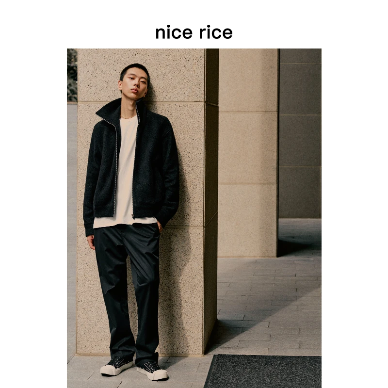 nice rice好饭  23AW棉毛混纺脚口衩片休闲裤[商场同款] NFQ11026