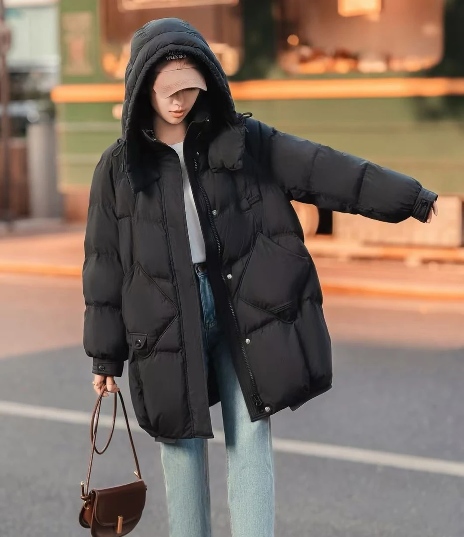 原创系列  90白鸭绒中长款潮流百搭