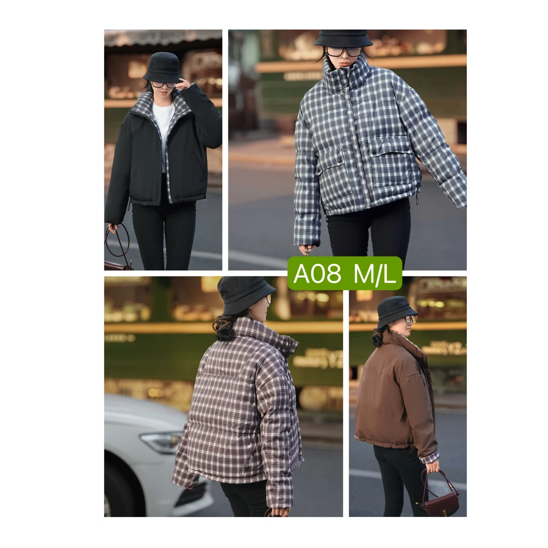 2024新款双面穿时尚格子设计感90白鸭绒羽绒服----1