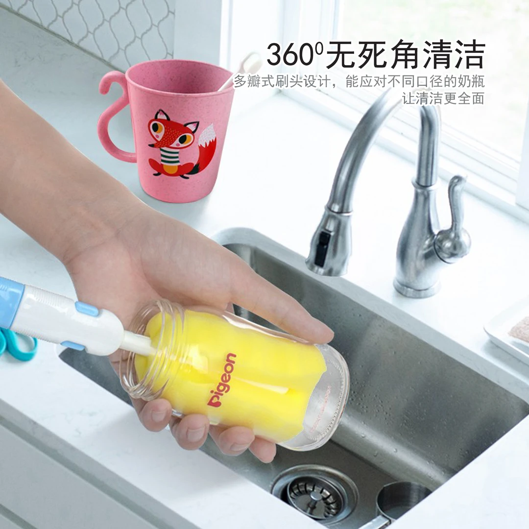 月亮船婴儿宝宝多功能清洗奶瓶刷便携长柄去污洗杯刷洗刷加厚海绵