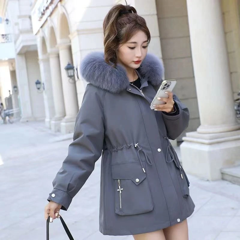派克服女2024冬季新款大毛领可拆卸内胆活里外套年轻款外套