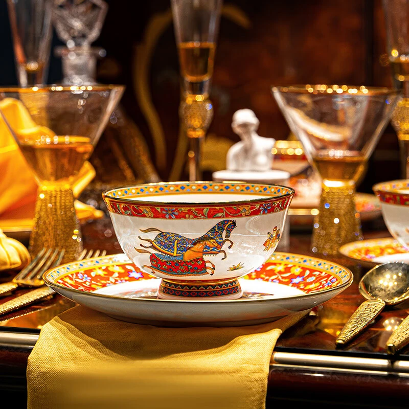 高档陶瓷餐具景德镇轻奢家用中式碗单个骨瓷吃饭碗高端碗