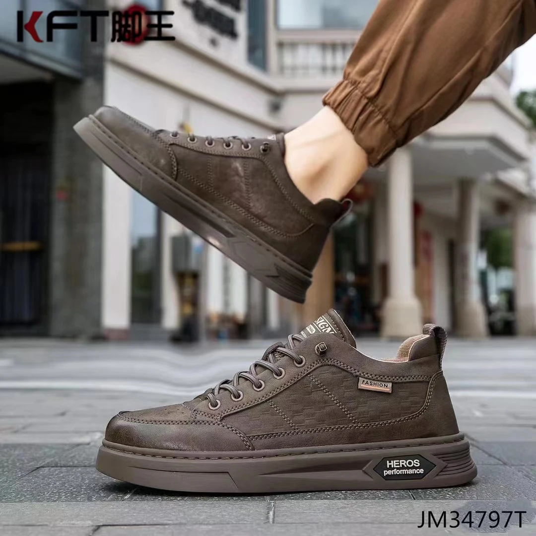 KFT脚王男士板鞋时尚百搭休闲皮鞋春秋低帮潮流男鞋舒适防滑潮鞋
