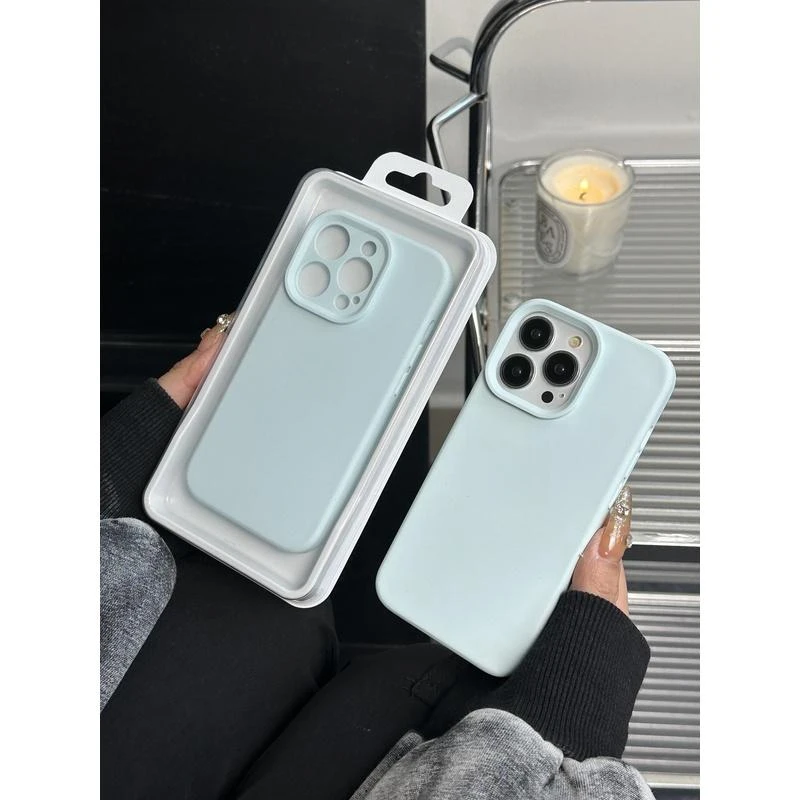 新天蓝iPhone14promax手机壳液态硅胶适用于苹果13pro小清新时尚