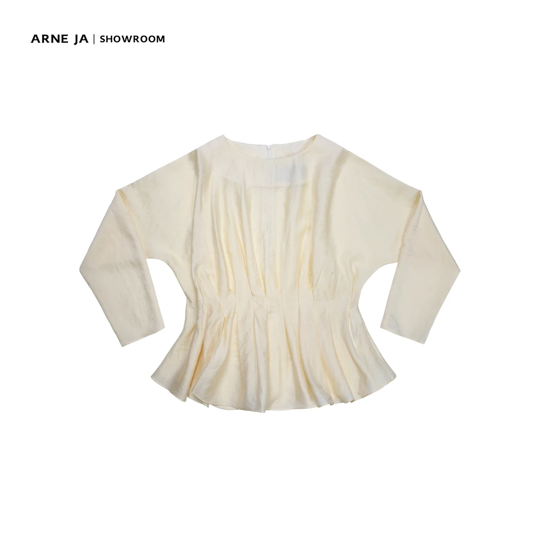 ARNE JA | 法式肌理柔光腰部褶纹上衣A324