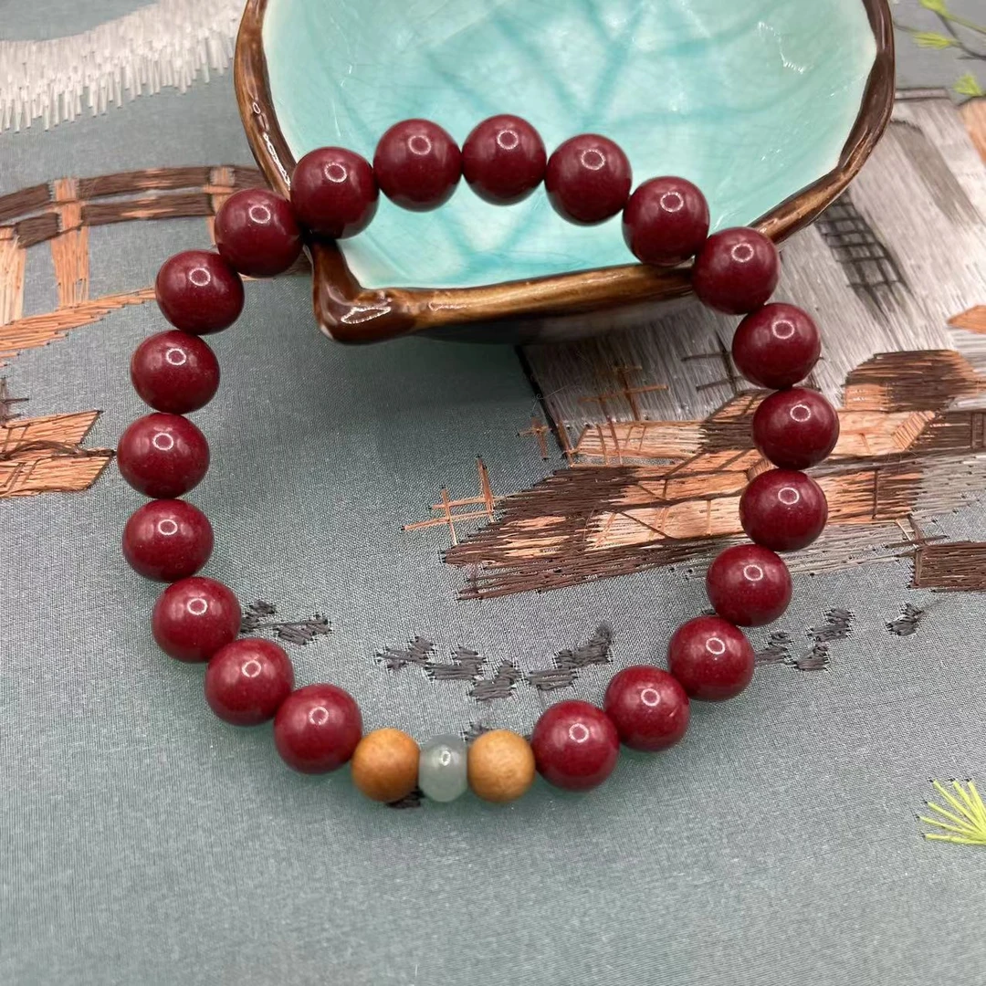 含辰砂工艺品高含量朱砂10紫金砂设计款檀木配珠手串
